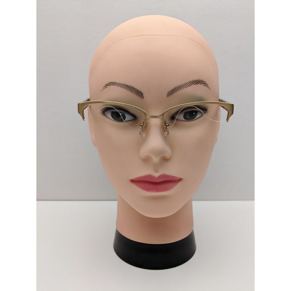 Versace Gold Rimless Cat-Eye Glasses with Tortoiseshell Temples - Picture 9 of 9